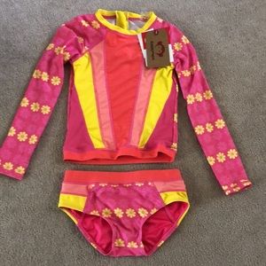 Girls 2 Piece Rashguard Swimsuit UPF 50+